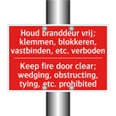 Houd branddeur vrij; klemmen, blokkeren, /.../ - Keep fire door clear; wedging, obstructing, /.../