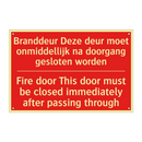 Branddeur Deze deur moet onmiddellijk na /.../ - Fire door This door must be closed immediately /.../