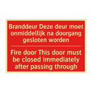 Branddeur Deze deur moet onmiddellijk na /.../ - Fire door This door must be closed immediately /.../