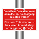 Branddeur Deze deur moet onmiddellijk na /.../ - Fire door This door must be closed immediately /.../