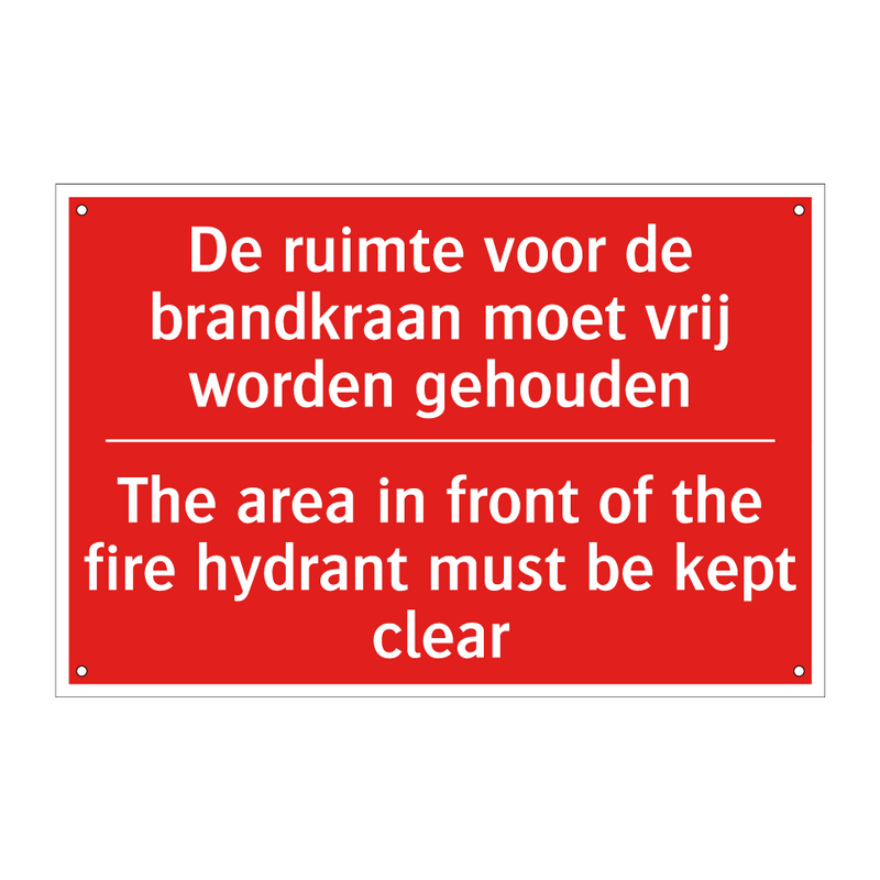 De ruimte voor de brandkraan moet vrij worden /.../ - The area in front of the fire hydrant must /.../