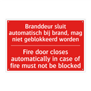 Branddeur sluit automatisch bij brand, mag /.../ - Fire door closes automatically in case of /.../