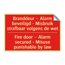 Branddeur – Alarm beveiligd - Misbruik strafbaar /.../ - Fire door – Alarm secured - Misuse punishable /.../
