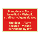 Branddeur – Alarm beveiligd - Misbruik strafbaar /.../ - Fire door – Alarm secured - Misuse punishable /.../