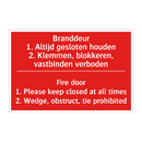 Branddeur 1. Altijd gesloten houden 2. Klemmen, /.../ - Fire door 1. Please keep closed at all times /.../