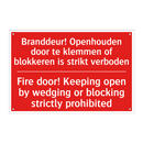 Branddeur! Openhouden door te klemmen of /.../ - Fire door! Keeping open by wedging or blocking /.../