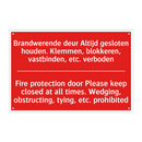 Brandwerende deur Altijd gesloten houden. /.../ - Fire protection door Please keep closed /.../