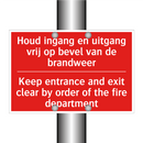 Houd ingang en uitgang vrij op bevel van /.../ - Keep entrance and exit clear by order of /.../