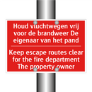 Houd vluchtwegen vrij voor de brandweer /.../ - Keep escape routes clear for the fire department /.../