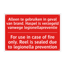 Alleen te gebruiken in geval van brand. /.../ - For use in case of fire only. Reel is sealed /.../