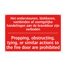 Het ondersteunen, blokkeren, vastbinden /.../ - Propping, obstructing, tying, or similar /.../