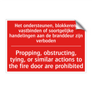 Het ondersteunen, blokkeren, vastbinden /.../ - Propping, obstructing, tying, or similar /.../