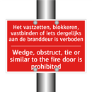 Het vastzetten, blokkeren, vastbinden of /.../ - Wedge, obstruct, tie or similar to the fire /.../