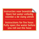 Instructies voor brandslang: Open het water /.../ - Instructions for fire hose: Fully open the /.../