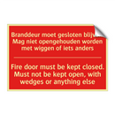 Branddeur moet gesloten blijven. Mag niet /.../ - Fire door must be kept closed. Must not /.../