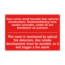 Deze ruimte wordt bewaakt door optische /.../ - This room is monitored by optical fire detectors. /.../
