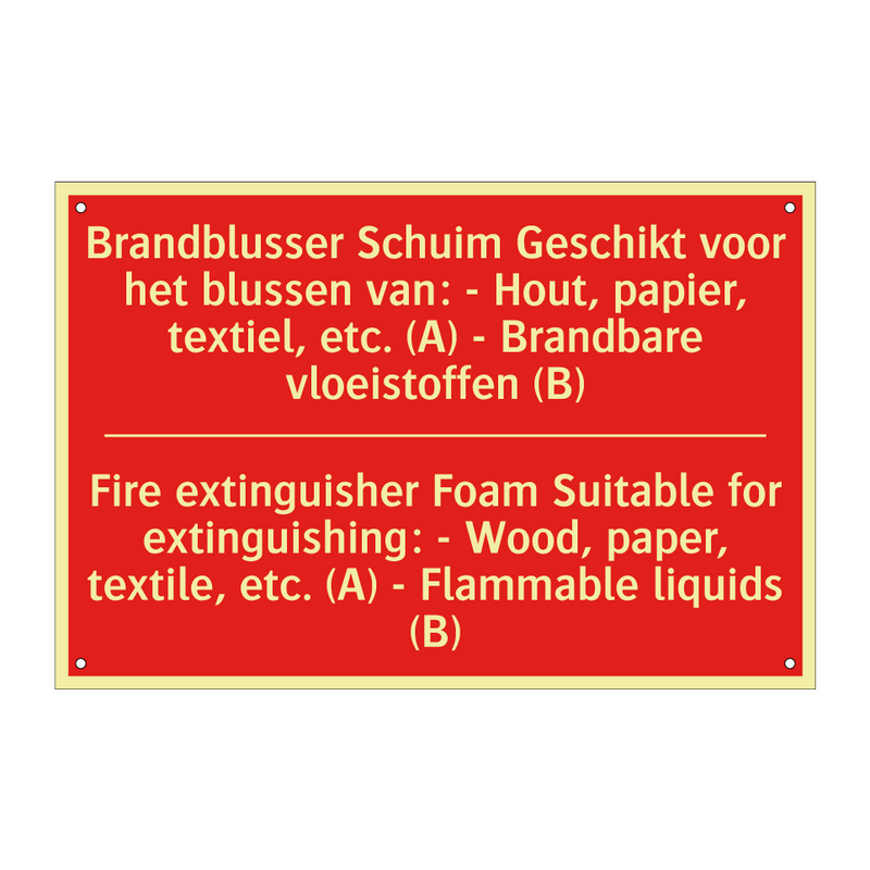 Brandblusser Schuim Geschikt voor het blussen /.../ - Fire extinguisher Foam Suitable for extinguishing: /.../