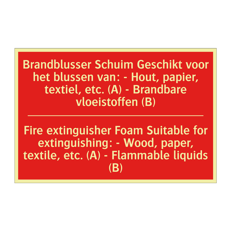Brandblusser Schuim Geschikt voor het blussen /.../ - Fire extinguisher Foam Suitable for extinguishing: /.../