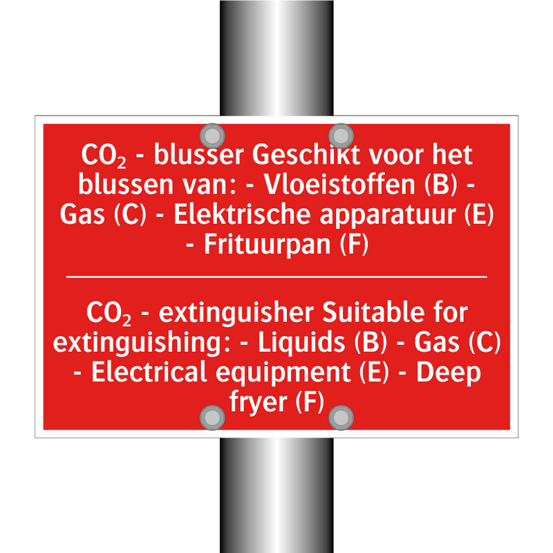 CO₂ - blusser Geschikt voor het blussen /.../ - CO₂ - extinguisher Suitable for extinguishing: /.../