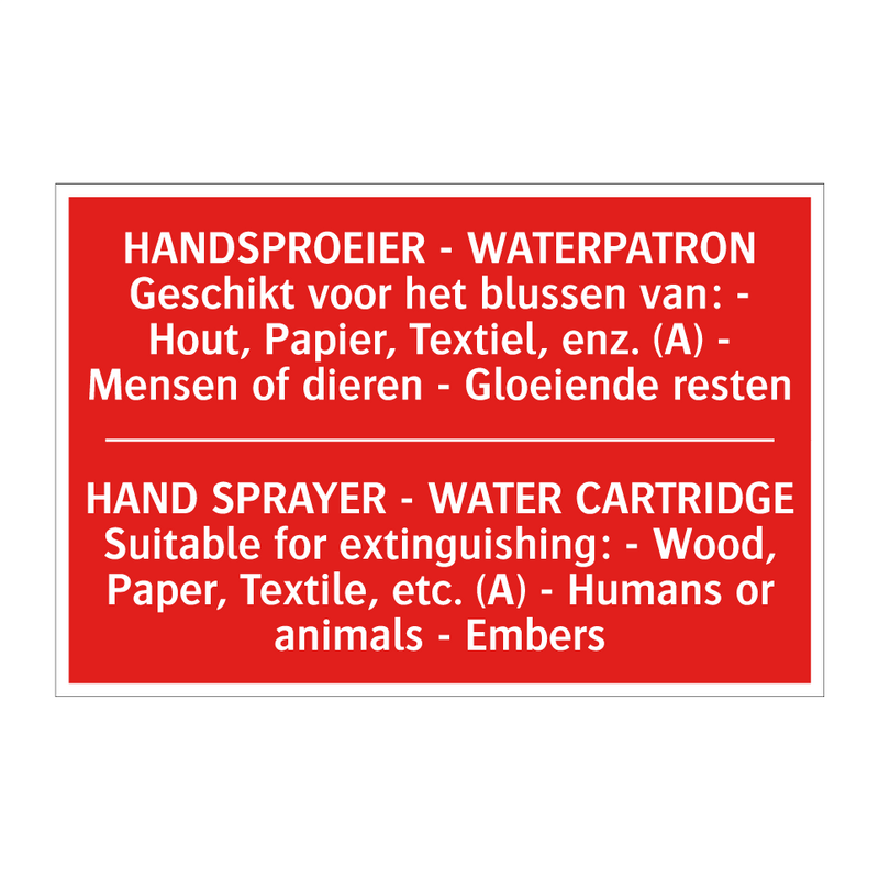 HANDSPROEIER - WATERPATRON Geschikt voor /.../ - HAND SPRAYER - WATER CARTRIDGE Suitable /.../