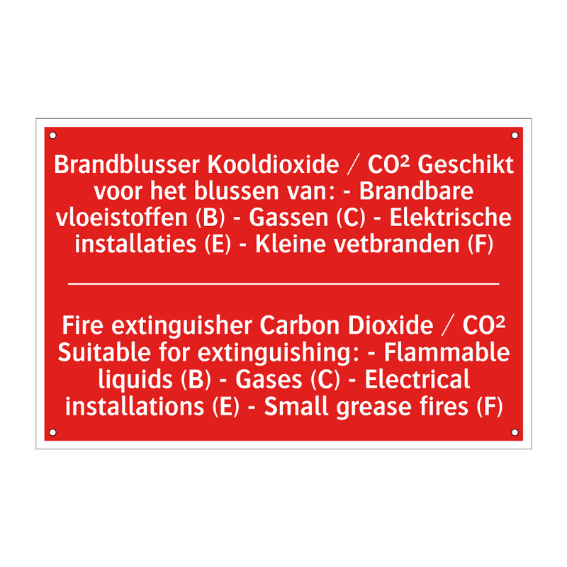 Brandblusser Kooldioxide / CO² Geschikt /.../ - Fire extinguisher Carbon Dioxide / CO² Suitable /.../