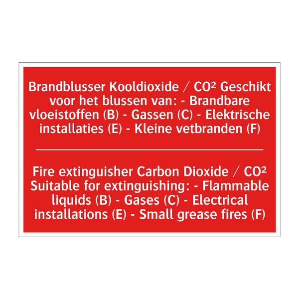 Brandblusser Kooldioxide / CO² Geschikt /.../ - Fire extinguisher Carbon Dioxide / CO² Suitable /.../