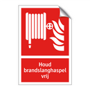 Houd brandslanghaspel vrij