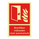 Branddeur vrijhouden (sluit automatisch)