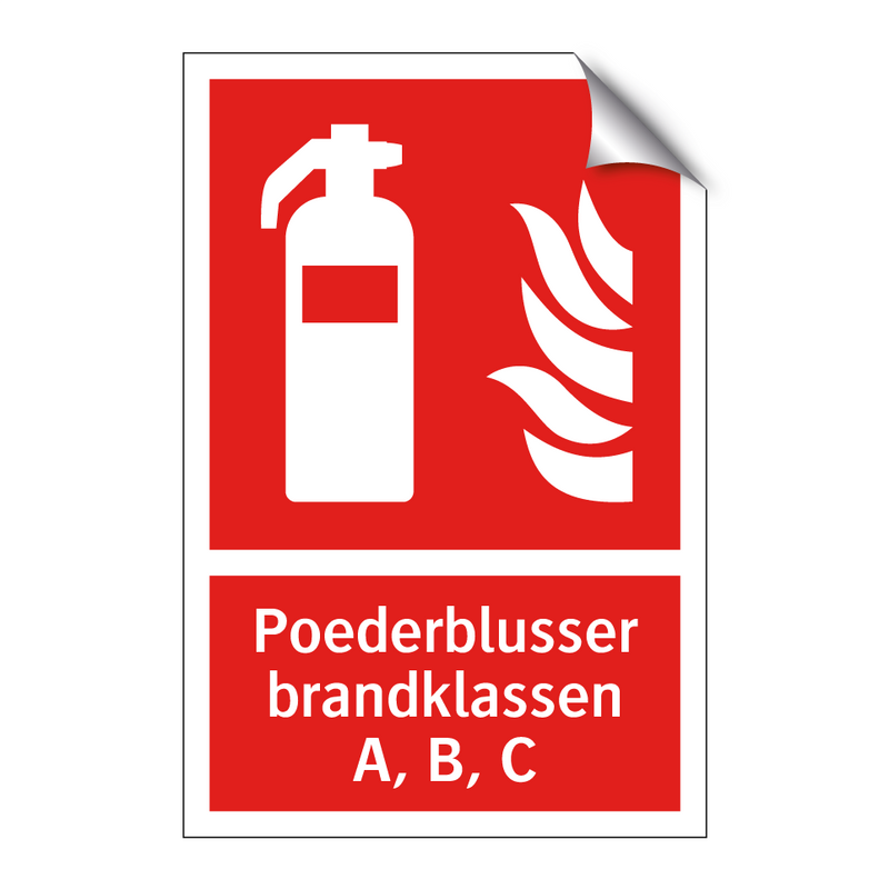 Poederblusser brandklassen A, B, C