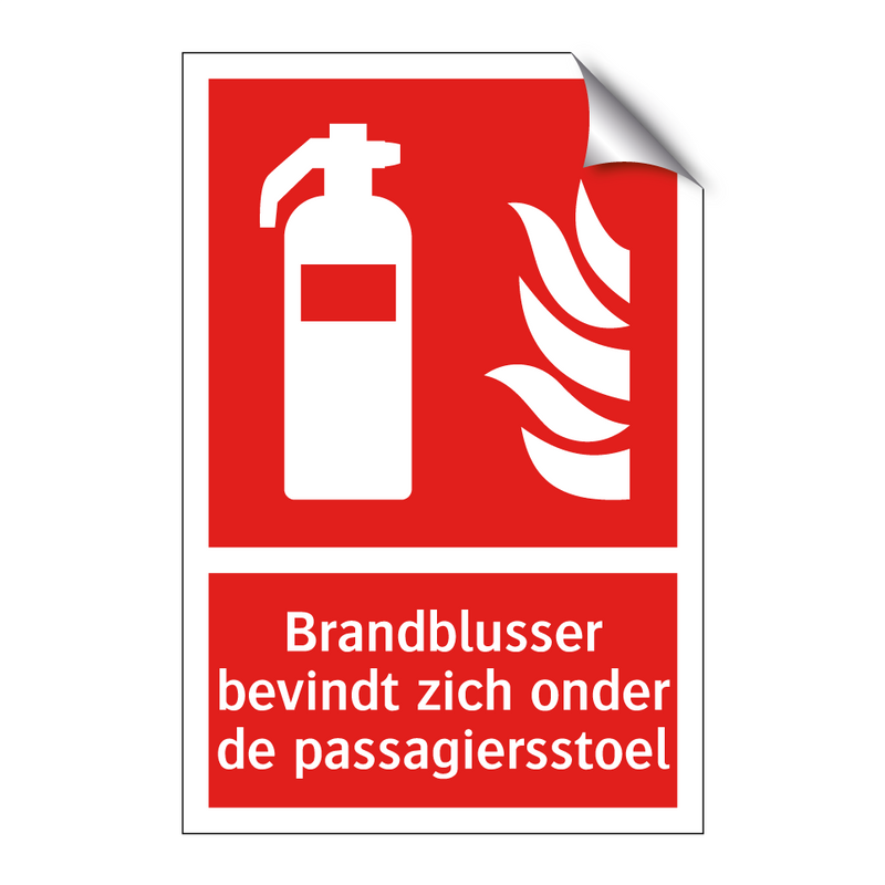 Brandblusser bevindt zich onder de passagiersstoel