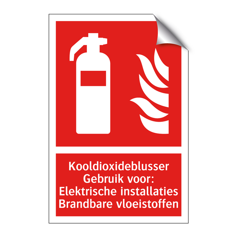 Kooldioxideblusser Gebruik voor: Elektrische installaties Brandbare vloeistoffen
