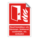 Houd branddeur vrij; klemmen, blokkeren, vastbinden, etc. verboden
