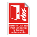 Branddeur Deze deur moet onmiddellijk na doorgang gesloten worden