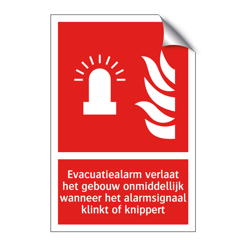Evacuatiealarm verlaat het gebouw onmiddellijk wanneer het alarmsignaal klinkt of knippert