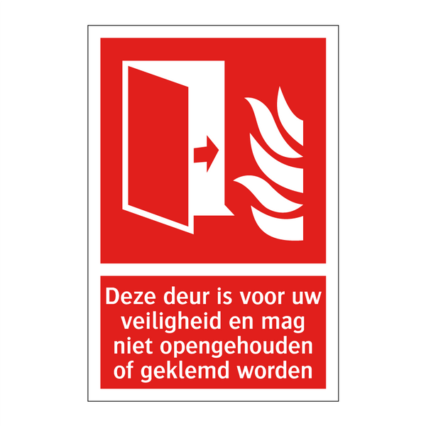 Deze deur is voor uw veiligheid en mag niet opengehouden of geklemd worden