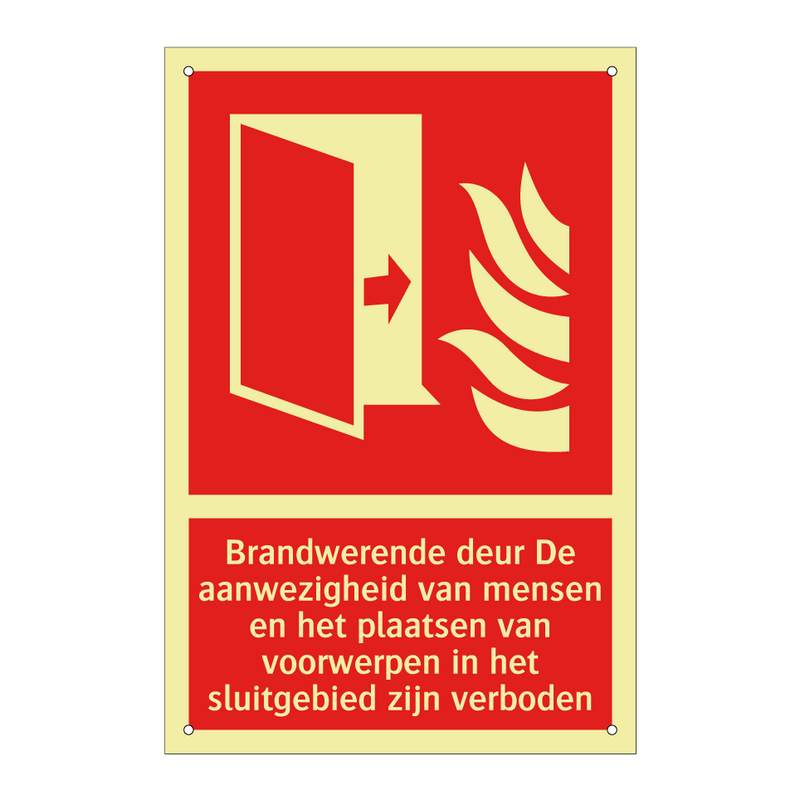 Brandwerende deur De aanwezigheid van mensen en het plaatsen van voorwerpen in het sluitgebied zijn verboden