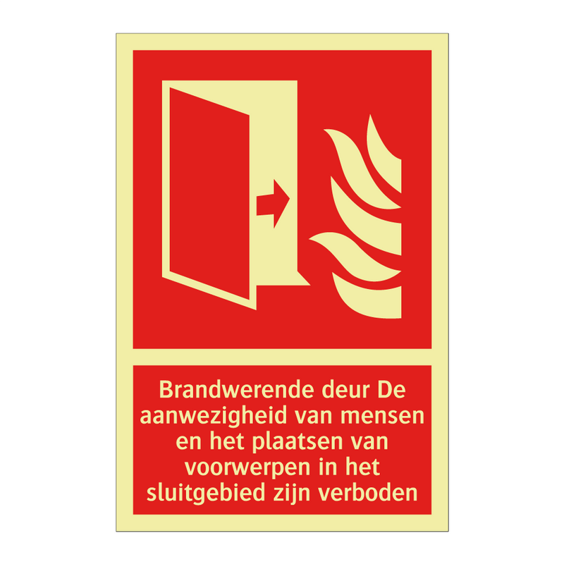 Brandwerende deur De aanwezigheid van mensen en het plaatsen van voorwerpen in het sluitgebied zijn verboden