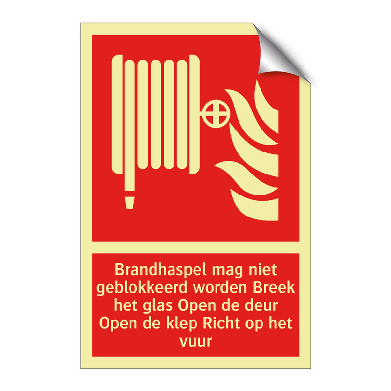 Brandhaspel mag niet geblokkeerd worden Breek het glas Open de deur Open de klep Richt op het vuur