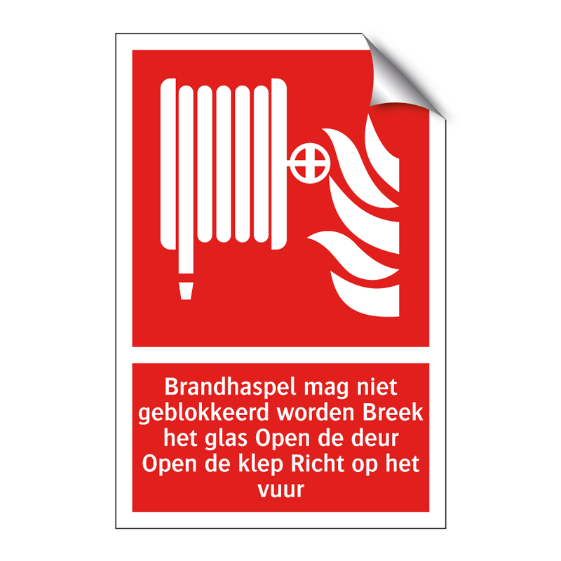 Brandhaspel mag niet geblokkeerd worden Breek het glas Open de deur Open de klep Richt op het vuur