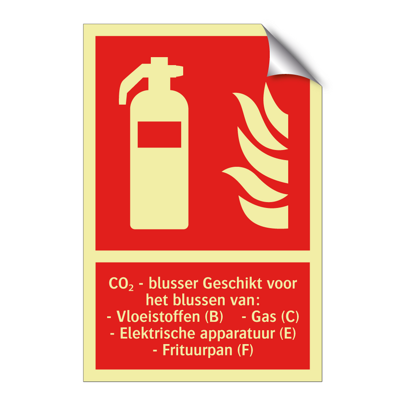CO₂ - blusser Geschikt voor het blussen van: - Vloeistoffen (B) - Gas (C) - Elektrische apparatuur (E) - Frituurpan (F)