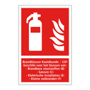 Brandblusser Kooldioxide / CO² Geschikt voor het blussen van: - Brandbare vloeistoffen (B) - Gassen (C) - Elektrische installaties (E) - Kleine vetbranden (F)