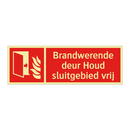 Brandwerende deur Houd sluitgebied vrij
