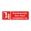 Brandwerende deur Houd sluitgebied vrij