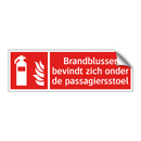 Brandblusser bevindt zich onder de passagiersstoel