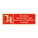 Branddeur Openhouden door klemmen of blokkeren verboden