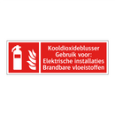 Kooldioxideblusser Gebruik voor: Elektrische installaties Brandbare vloeistoffen