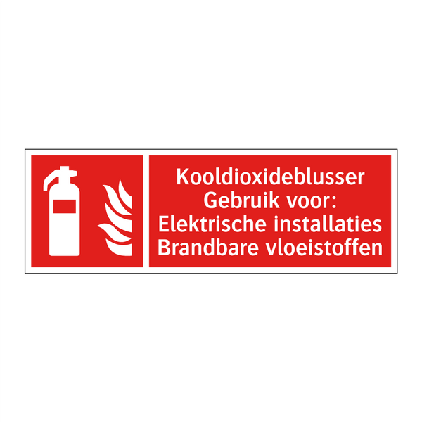 Kooldioxideblusser Gebruik voor: Elektrische installaties Brandbare vloeistoffen