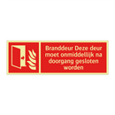 Branddeur Deze deur moet onmiddellijk na doorgang gesloten worden
