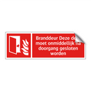 Branddeur Deze deur moet onmiddellijk na doorgang gesloten worden