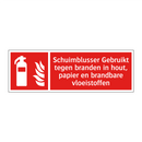 Schuimblusser Gebruikt tegen branden in hout, papier en brandbare vloeistoffen